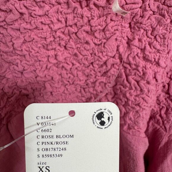 Free People What A Time Textured Long Sleeve Pink Mini Dress XS NWT - Picture 5 of 10